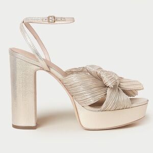 Leoffler Randall Natalia Platinum Platform Bow Heel Size 5